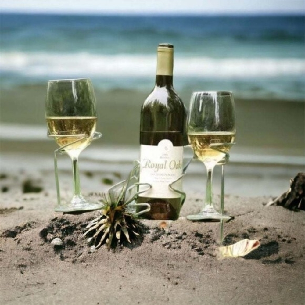 SORBUS 3-Piece Wine Stakes Picnic Set Glass & Bottle Holders Outdoor Metal NIB